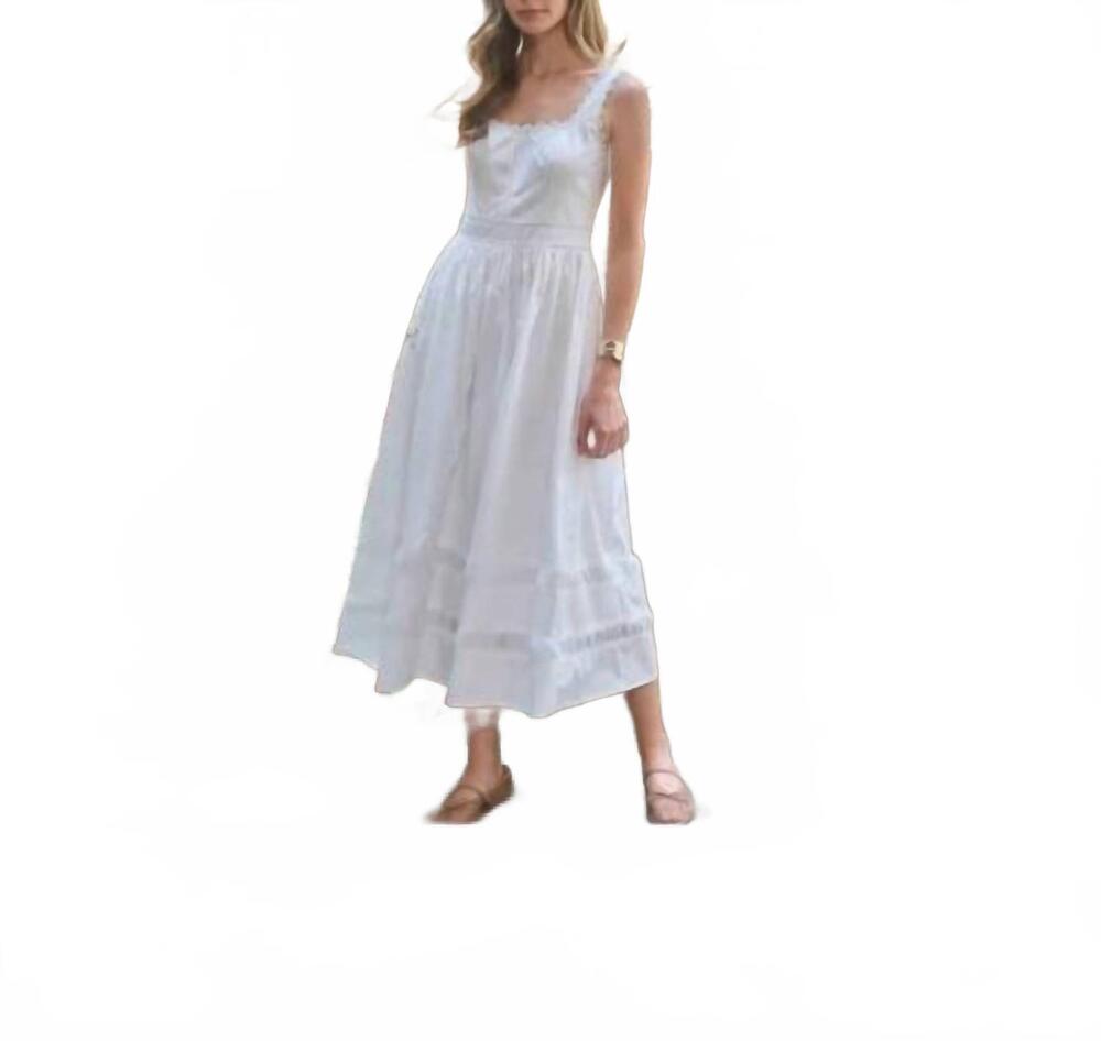 NEW MOON RIVER claudia midi dress in white
